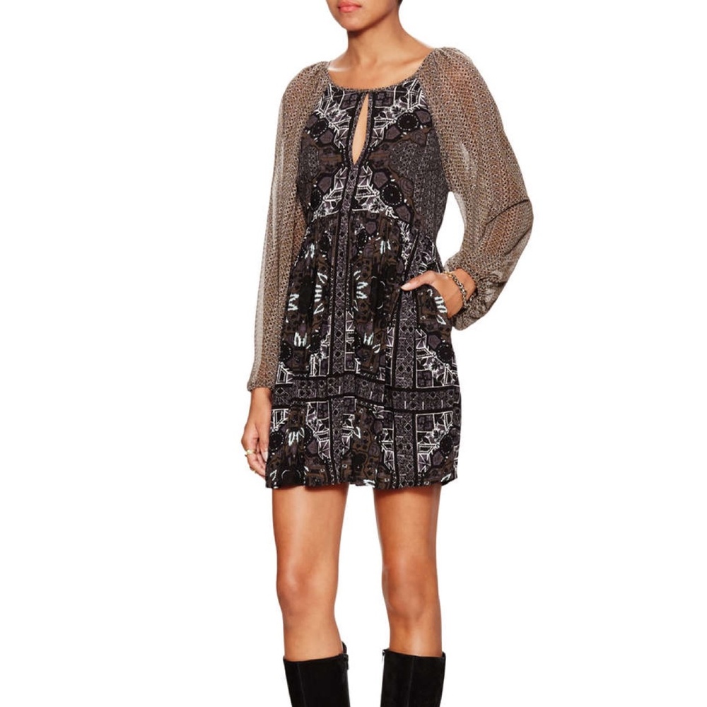 Free People Oksana Mini Dress Black Gray Size 0